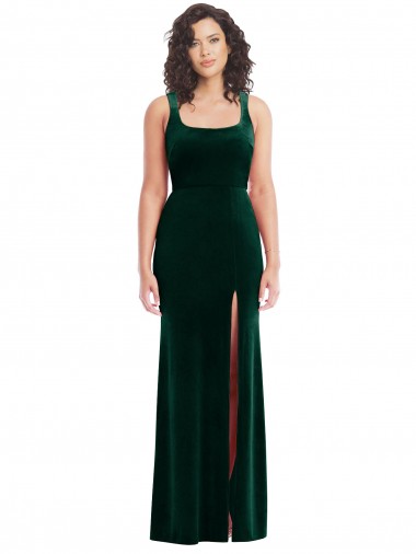 Trumpet Square Neck Stretch Velvet Long Dark Green Semi Formal Evening Dress / Prom Dress / Bridesmaid Dress Sydney