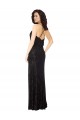 A-Line Cowl Neck Floral Velvet & Stretch Velvet Long Black Bridesmaid Dress Sydney