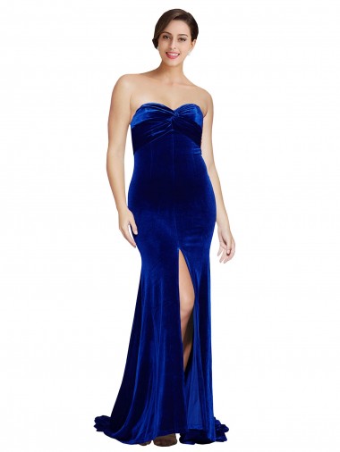 Mermaid Strapless Stretch Velvet Sweep Train Royal Blue Formal Evening Gown / Prom Dress / Bridesmaid Dress Sydney