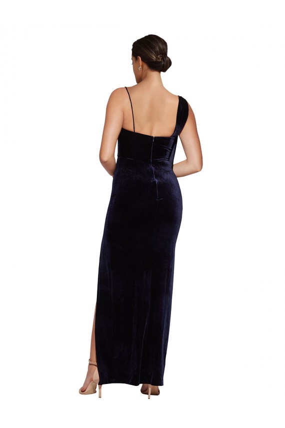 Sheath Square Neck Stretch Velvet Long Dark Navy Formal Evening Gown / Prom Dress / Bridesmaid Dress Sydney