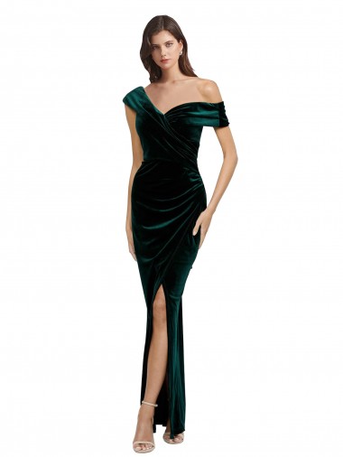 Sheath Sweetheart Stretch Velvet Long Dark Green High Low Evening Gown / Prom Dress / Bridesmaid Dress Sydney