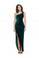Sheath One Shoulder Stretch Velvet Long Dark Green High Low Evening Gown / Prom Dress / Bridesmaid Dress Sydney