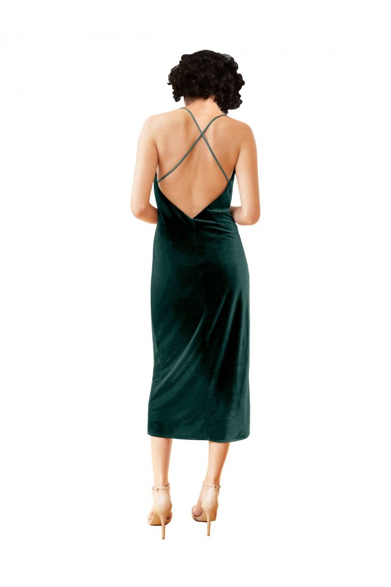 Sheath Cowl Neck Stretch Velvet Midi Length Dark Green Formal Dress / Bridesmaid Dress Sydney